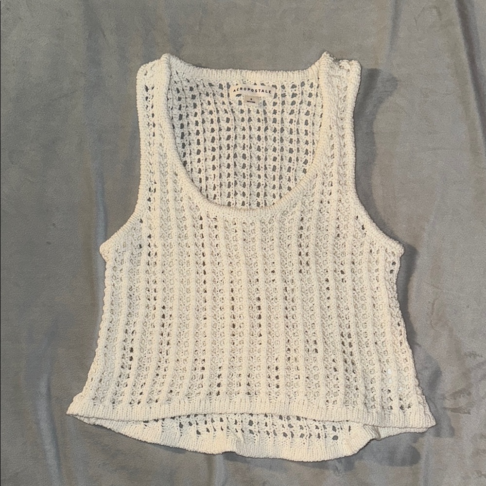 Aeropostale White Knit Cover Up Tank Top